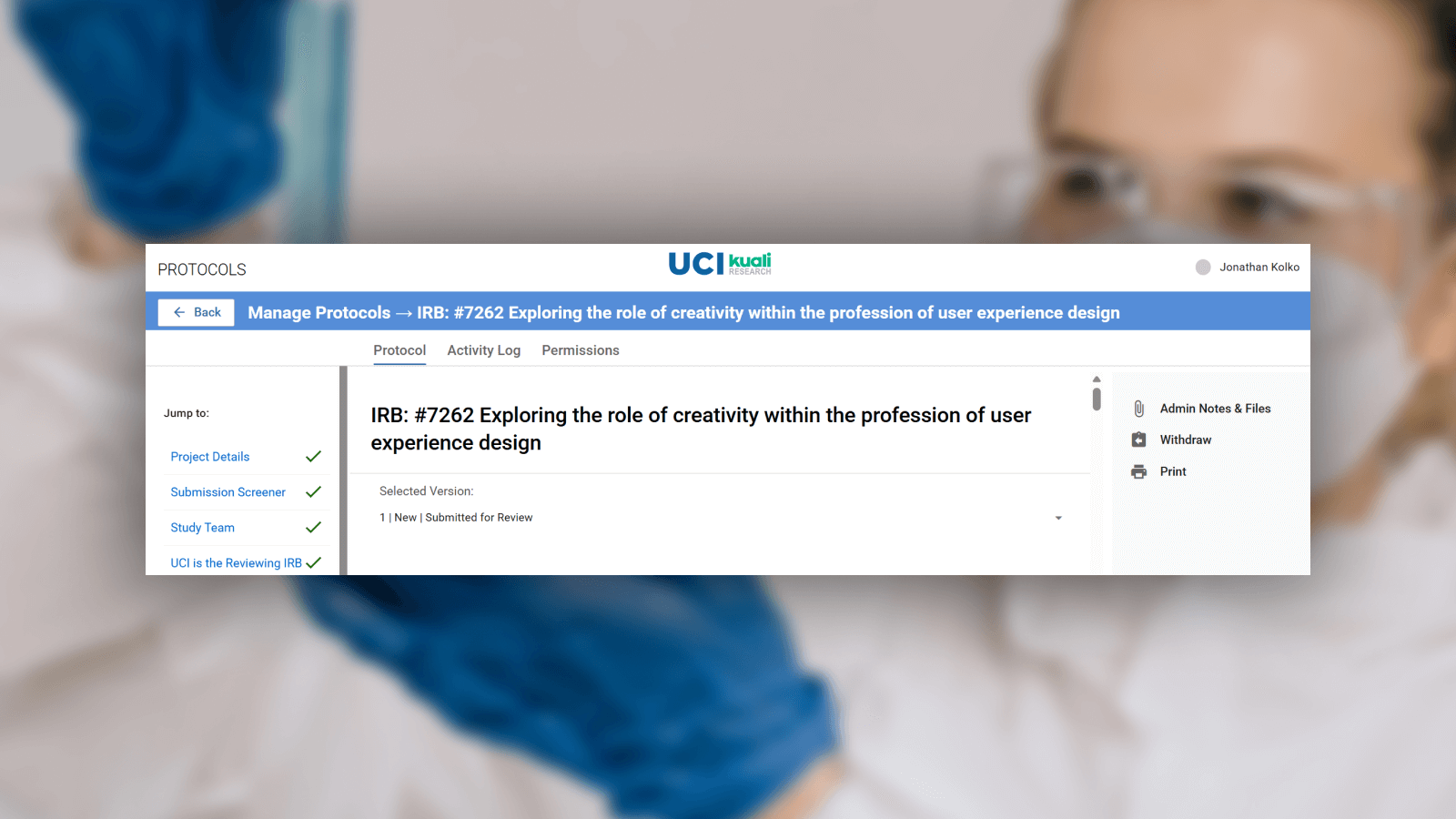 I submitted my first study to the IRB for approval.