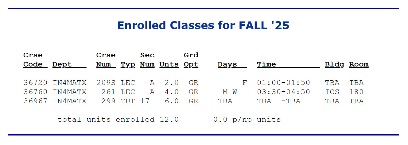 So I registered for class...