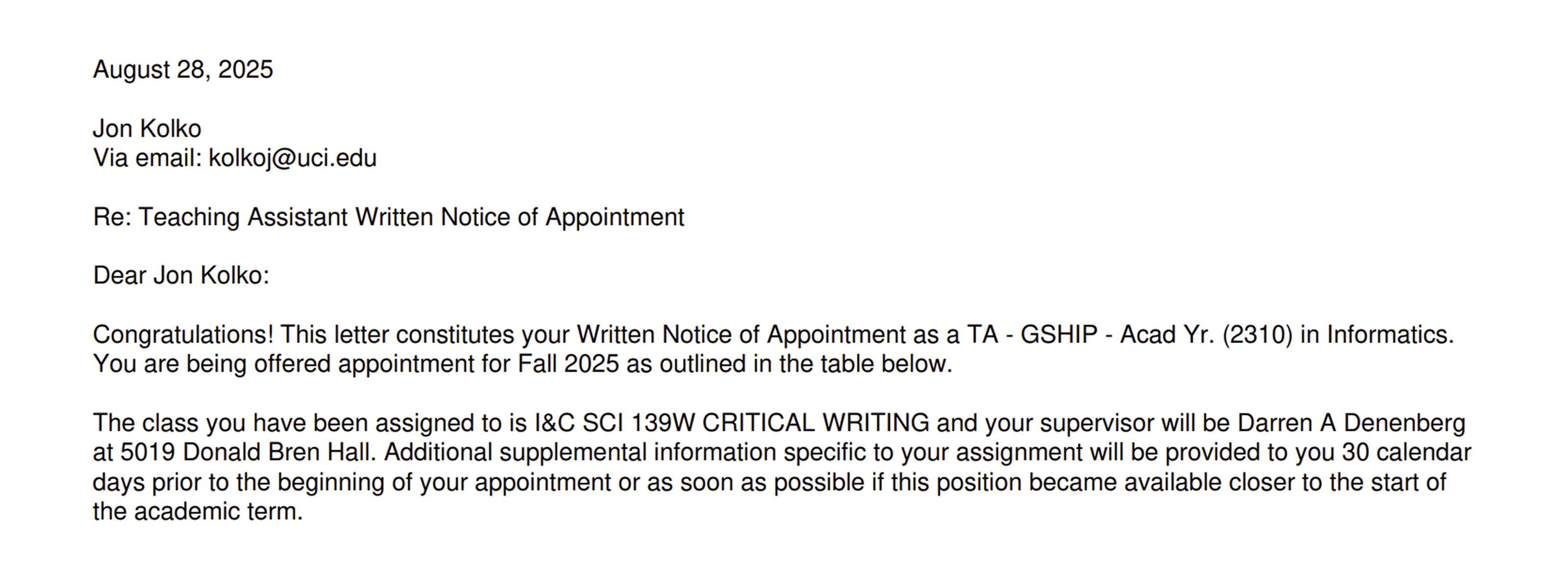 My TA assignment: 139W, Critical Writing on Information Technology
