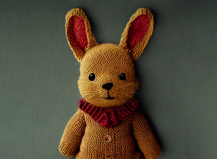 A happy, knitted bunny